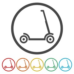 Kick scooter icons set illustration in a flat style - Illustration 