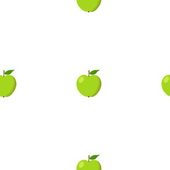 Green apples seamless background. Pattern with organic and eco fruits. Vector illustration.