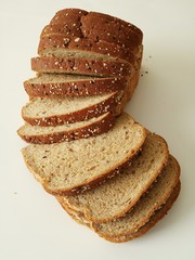 Sliced whole grain bread, closeup