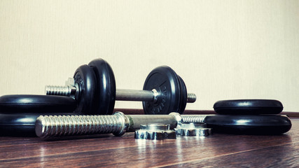 Dumbbell on the floor