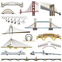 famous bridges illustrations vector collection