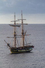 Old classic wooden sailing boat