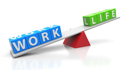 Work Life Words Balancing on a Seesaw.