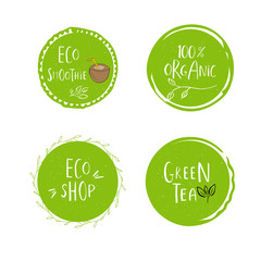 Collection of vector eco, bio green logo or sign. Organic design.