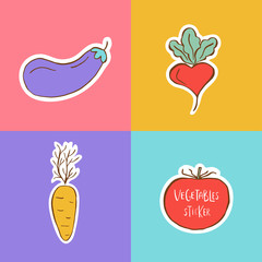 Healthy stickers with vegetables and fruits.