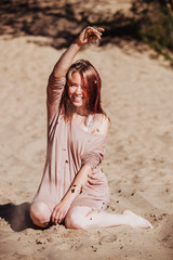 woman and  beach sand