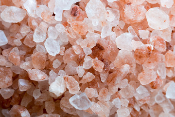 Fototapeta na wymiar Pink and white crystals of Himalayan sea salt