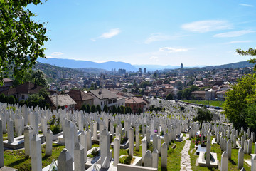 View from the Yellow Bastion out over the city of Sarajevo, Bosnia Herzegovina