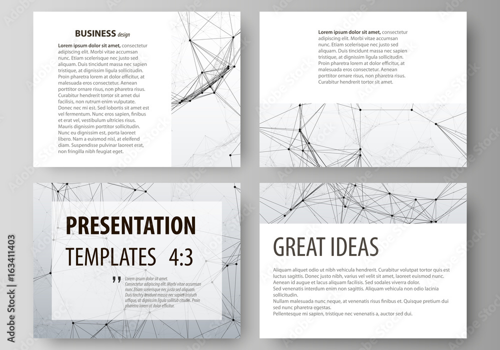 Poster compounds lines and dots. big data visualization in minimal style. graphic communication background.