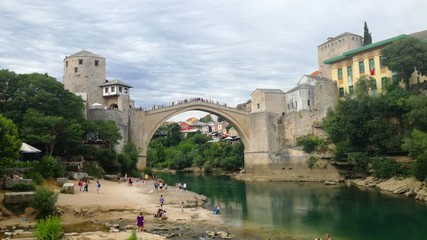 Fototapeta na wymiar panoramic view of Old bridge in Mostar