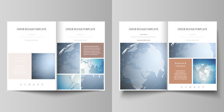 Scientific medical DNA research. Science or medical concept. The minimalistic vector illustration of the editable layout of two A4 format modern covers design templates for brochure, flyer, report.