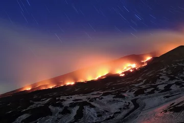 Photo sur Plexiglas Volcan Red Lava River On Etna Park, Sicily
