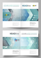 Chemistry pattern, connecting lines and dots. Medical concept. The vector illustration of the editable layout of two A4 format modern cover mockups design templates for brochure, magazine, flyer.