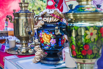 decorated russian traditional samovar