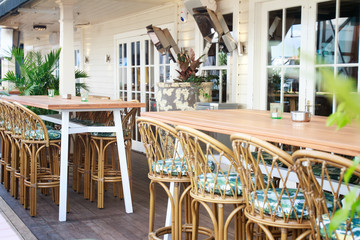 tables in street cafe