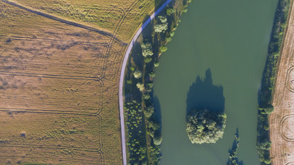 Aerial view over the agricultural fields