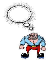 Obraz premium Cartoon image of tough man. An artistic freehand picture.