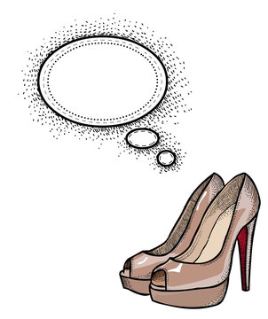 Cartoon image of high heeled shoes. An artistic freehand picture.