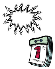 Cartoon image of Calendar Icon. Calendar symbol. An artistic freehand picture.