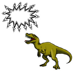 Cartoon image of dinosaur. An artistic freehand picture.