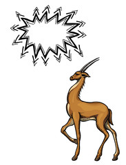 Cartoon image of antelope. An artistic freehand picture.
