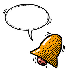 Cartoon image of Notification Icon. Bell symbol. An artistic freehand picture.