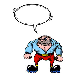 Cartoon image of tough man. An artistic freehand picture.