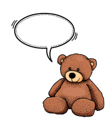 Cartoon image of teddy bear. An artistic freehand picture.