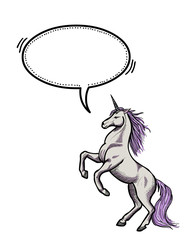 Cartoon image of unicorn. An artistic freehand picture.