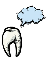 Cartoon image of Tooth Icon. Dentistry symbol. An artistic freehand picture.