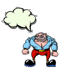 Cartoon image of tough man. An artistic freehand picture.