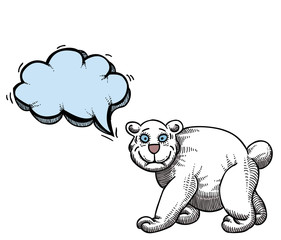 Cartoon image of bear. An artistic freehand picture.