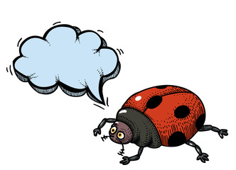 Fototapeta premium Cartoon image of ladybug. An artistic freehand picture.