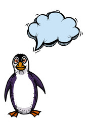 Cartoon image of penguin. An artistic freehand picture.