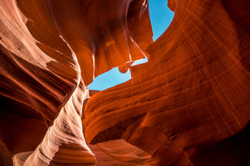 Picturesque Antelope Canyon. Ancient weather-beaten sandstone