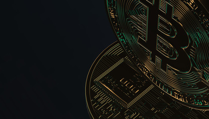 Obraz premium Bitcoins, new virtual money on various digital background, 3D render