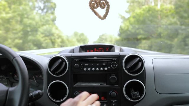 Dolly slide towards car dashboard while driving 4K