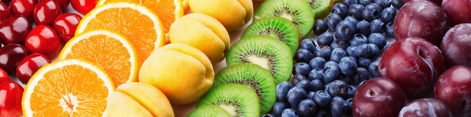 Colorful fruits rows
