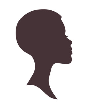 Girl face silhouette. Pretty african woman