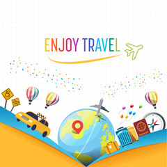 Vacation and  ready for adventure concept. Background travel template design. happy concept.