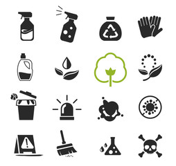 Cleaning with chemicals icon concept. Safety housework.