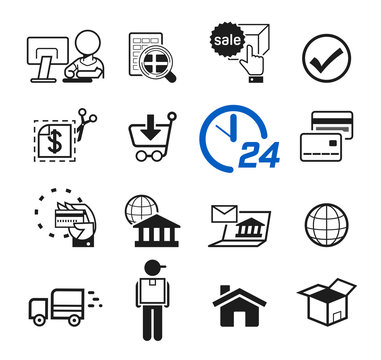 Shopping online icon concept. e-commerce business. Home service design product.
