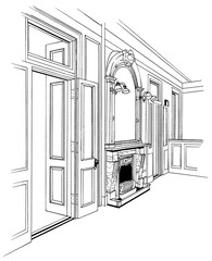 漫画風ペン画イラスト　西洋風