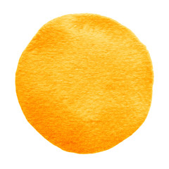 Orange watercolor circle. Watercolour stain on white background.