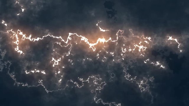Cloudy sky at night with lightening