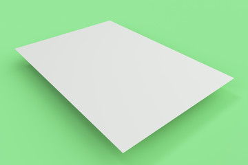 Blank white flyer mockup on green background