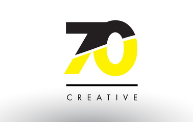 70 Black and Yellow Number Logo Design.