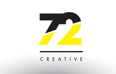 72 Black and Yellow Number Logo Design.