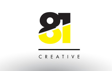81 Black and Yellow Number Logo Design.