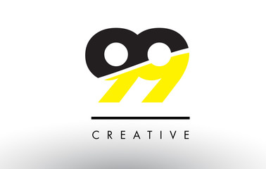99 Black and Yellow Number Logo Design.